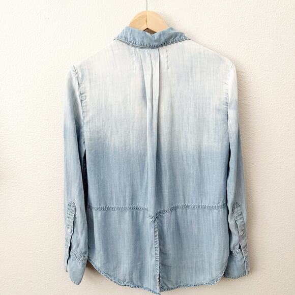 BELLA DAHL | Blue Jean Soft Denim Button Front Shirt Casual Top Ombré | Small - Picture 7 of 8